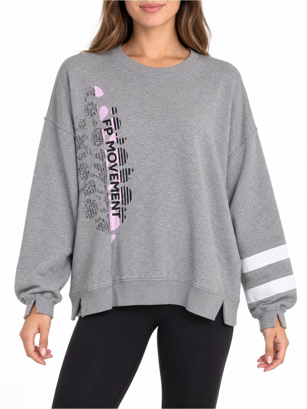 FP Movement OB1673278 Women Sz S Gray All Star Logo Crewneck Sweatshirt $98